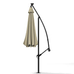 3 M Banana Patio Umbrella Cantilever Garden Parasol With Solar-powered 32 Led Lights, Crank For Opening Closing Without Base | One Size | Beige