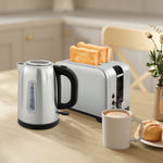1.7l 3000w Rapid Boil Jug Kettle And 2-slice Toaster Set | Silver