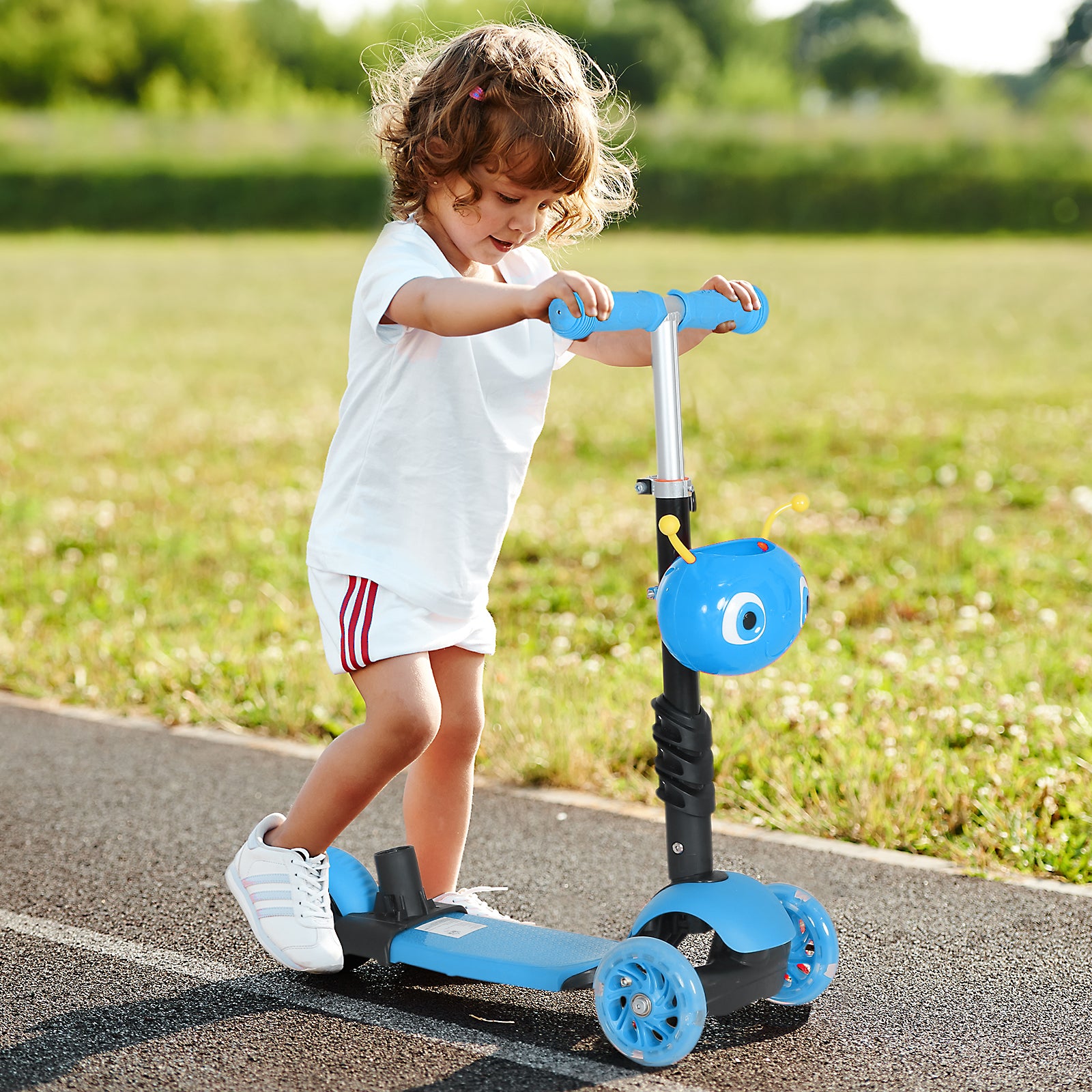 5-in-1 Kids Baby Toddler Kick Scooter Removable Seat Height Adjustable | Blue
