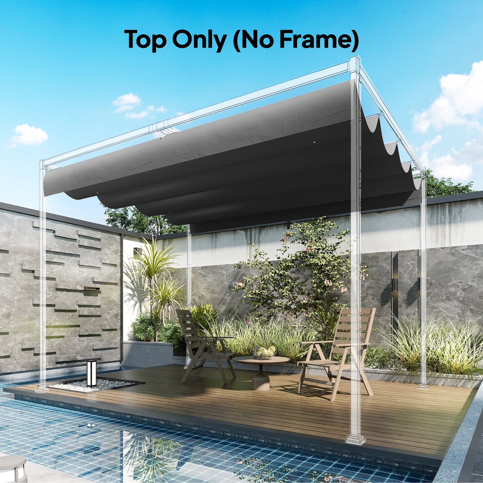 Retractable Pergola Canopy Only For 4 X 3 M Pergola | Dark Grey