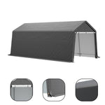 10x10ft Galvanized Steel Storage Shed  Outdoor Metal Garden Tool Shed  Waterproof Utility Storage | Medium | Dark Grey
