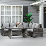 3 Pcs Outdoor Dining Rattan Sofa Set For Garden