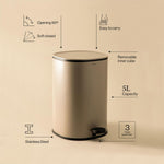 Bathroom Bin 5l, Pedal, Soft-close, Bucket, Essentials Collection | Matte White