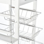 Kitchen Island Trolley W/ 4 Baskets 2 Side Racks Drawer | White