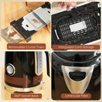 Kettle And Toaster Set With Temperature Gauge, Crumb Tray | Black