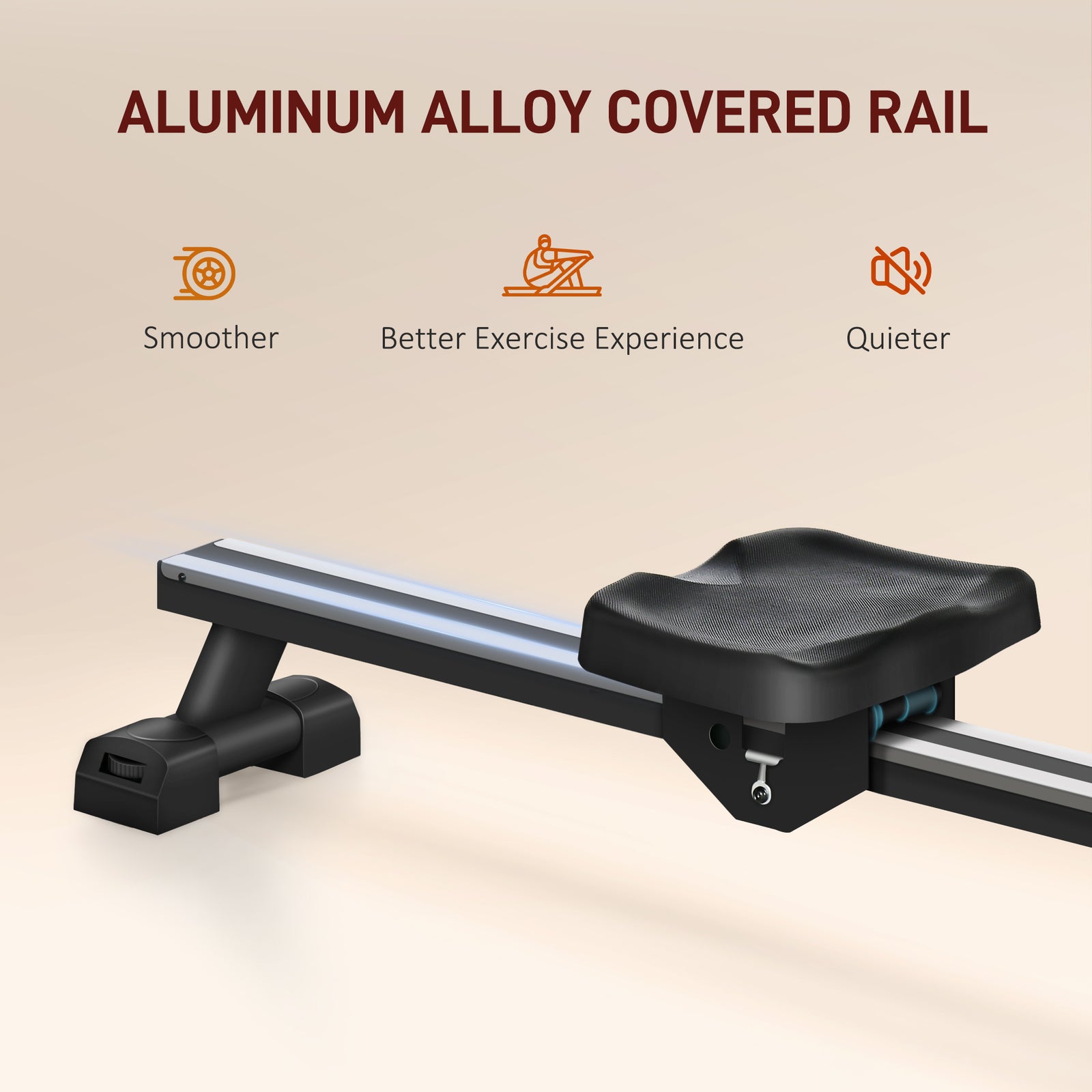 Foldable Water Rowing Machine With Wheels And Lcd Monitor | Black