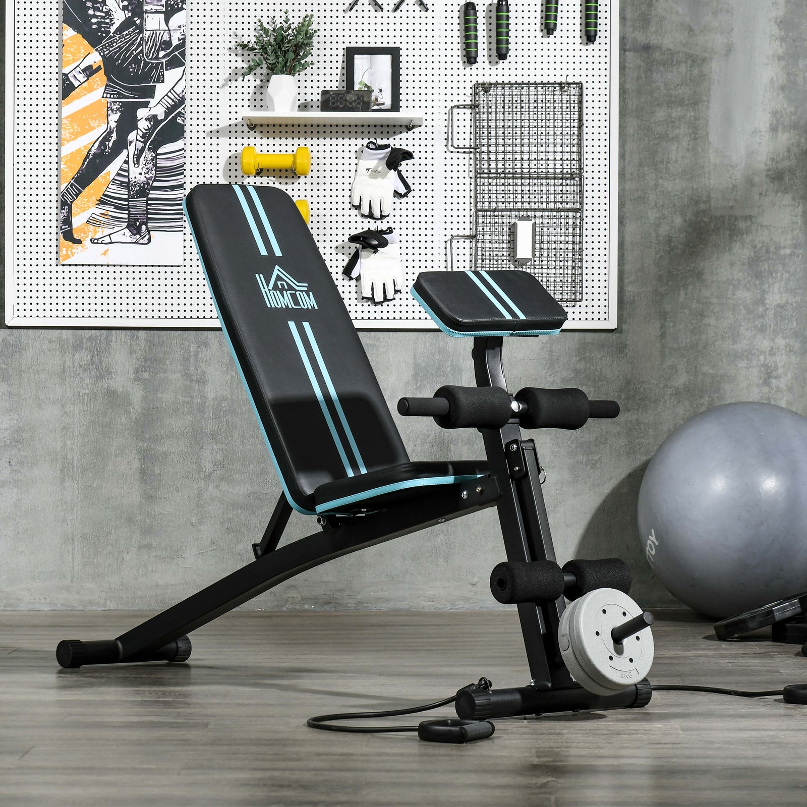 Foldable Adjustable Weight Bench, Full Body Workout, Blue