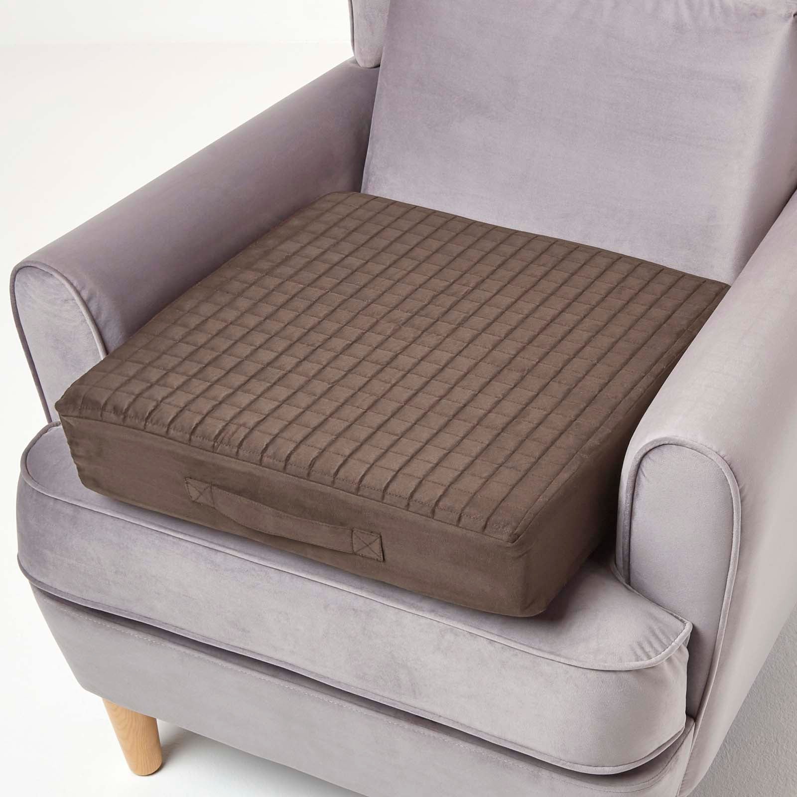Faux Suede Orthopaedic Foam Armchair Booster Cushion | 50cm x 50cm | Chocolate