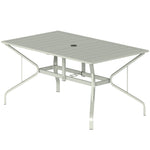Outsunny Garden Dining Table With Steel Frame And Slatted Top, Light Grey