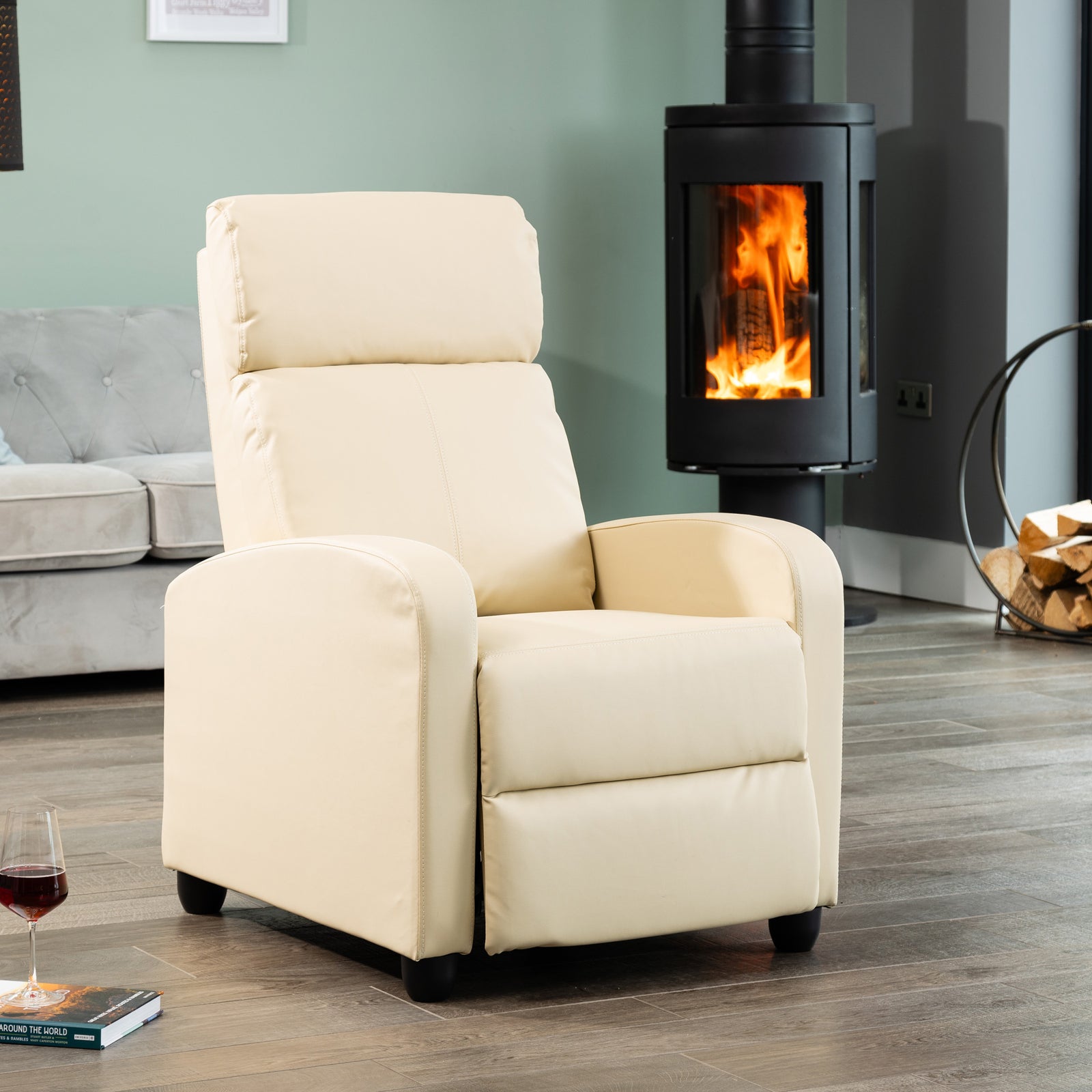 Henderson Manual Push Back Recliner Armchair | Cream
