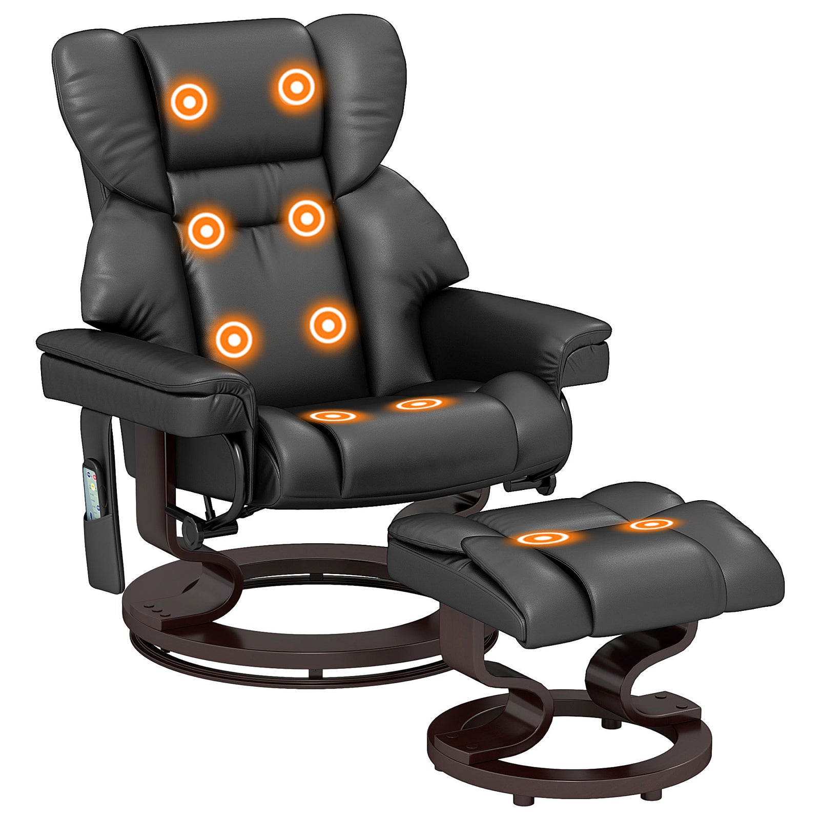 Massage Recliner Chair With Footstool Adjustable Backrest | One Size | Black