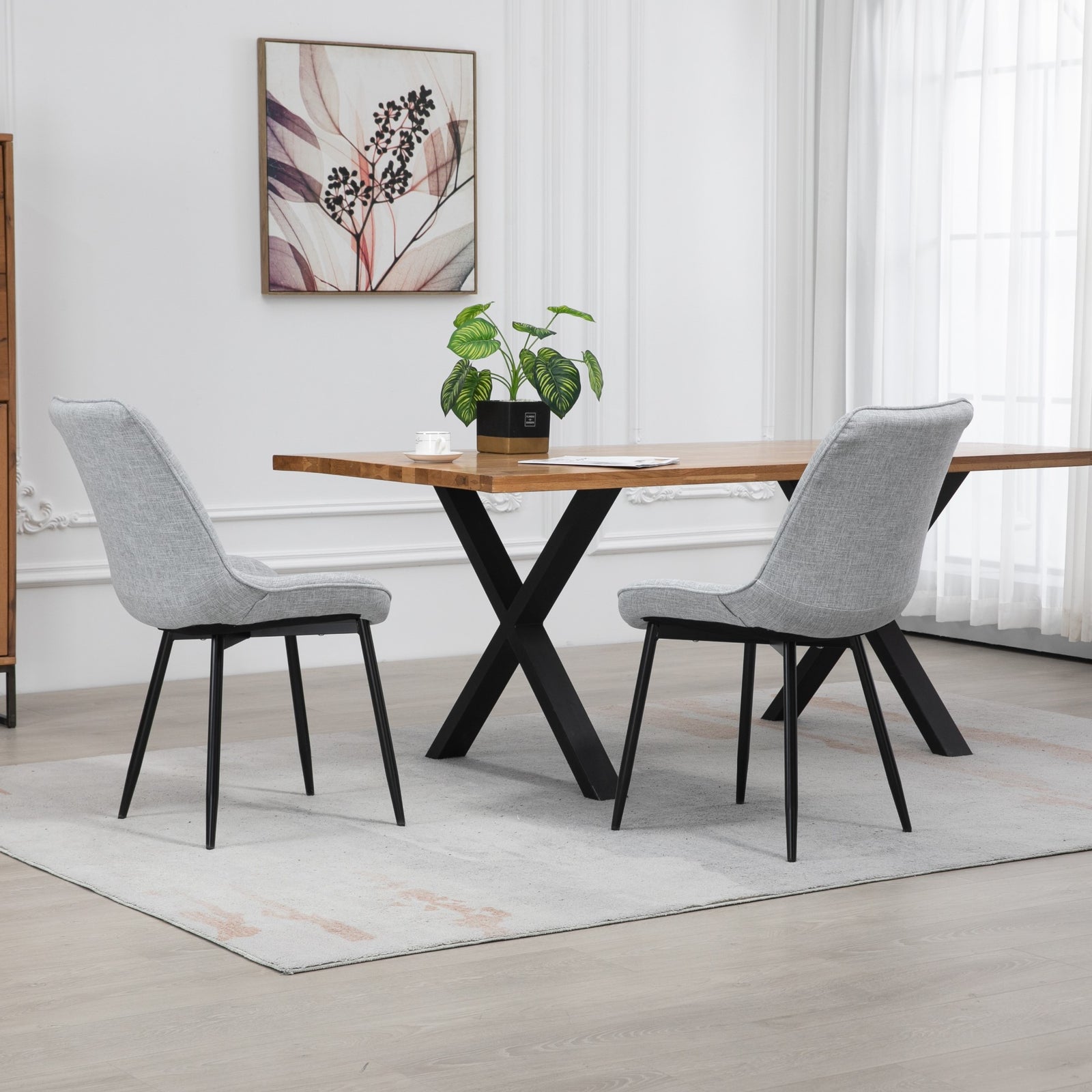 Set Of 2 Bovino Fabric Dining Chairs