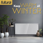 Electric Wifi Glass Radiator Panel Heater White Wall Mounted Or Floor Standing Bathroom Safe Timer And Thermostat | 2000w | White