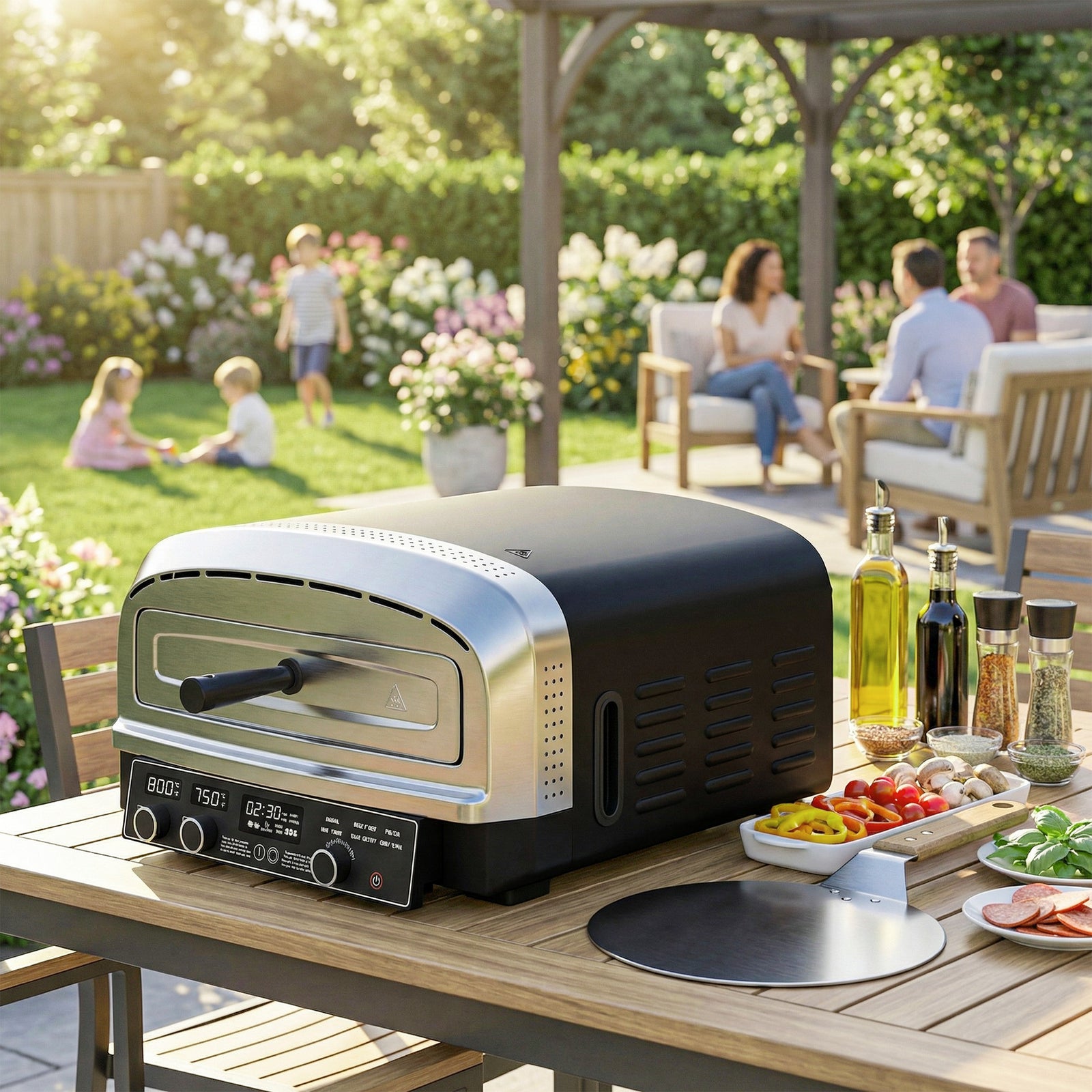Outdoor Pizza Oven Dual Heating Control 37 Cm