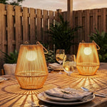 Outsunny Rattan Hanging Solar Lights Outdoor Garden Lantern Set Of 2, Brown