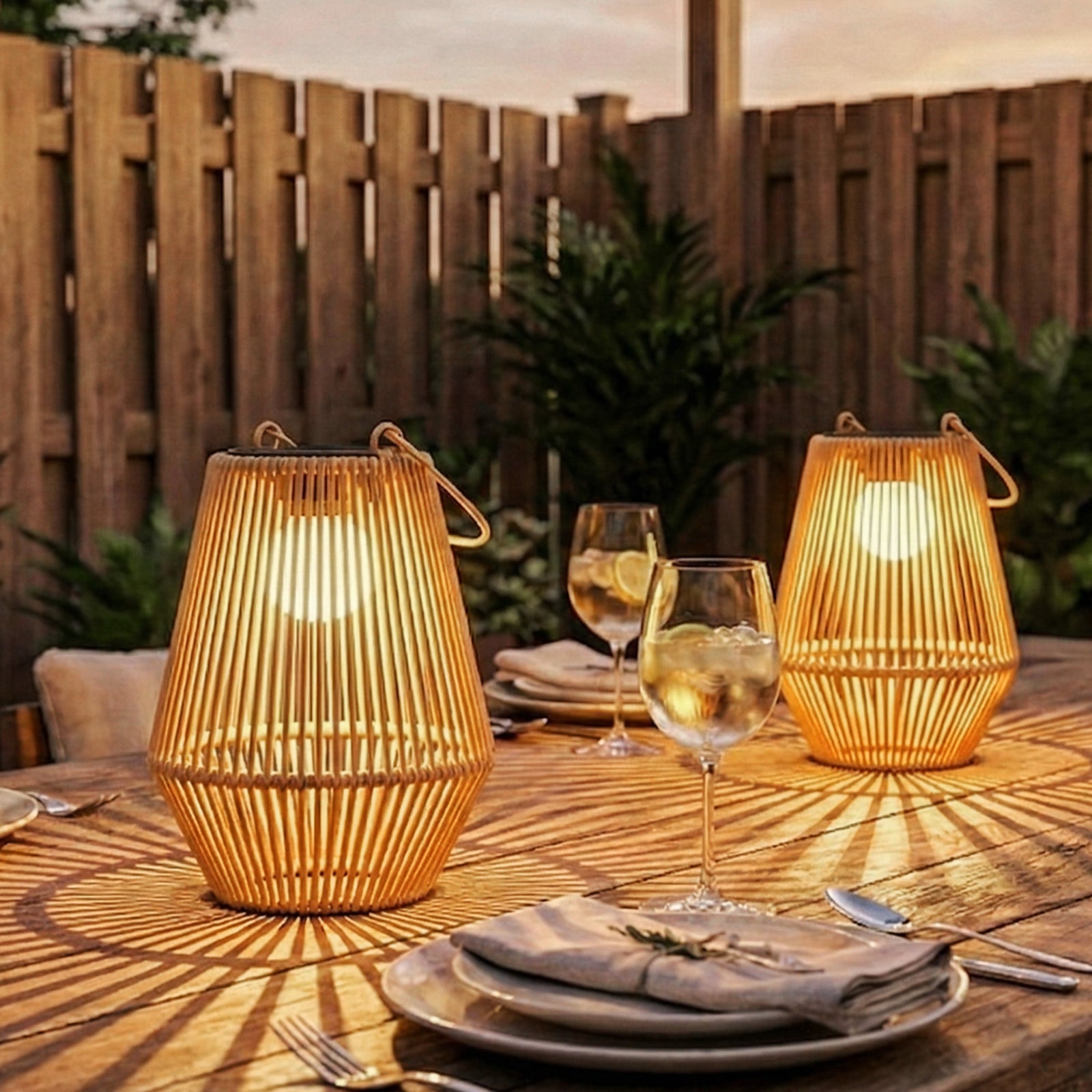 Outsunny Rattan Hanging Solar Lights Outdoor Garden Lantern Set Of 2, Brown