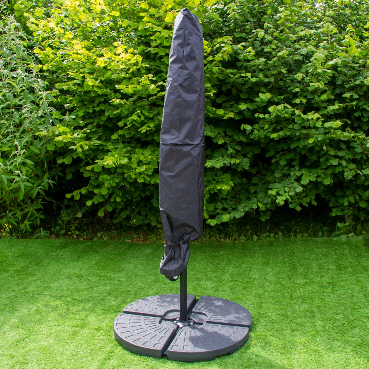3m Led Cantilever Parasol With Fan Base | Green