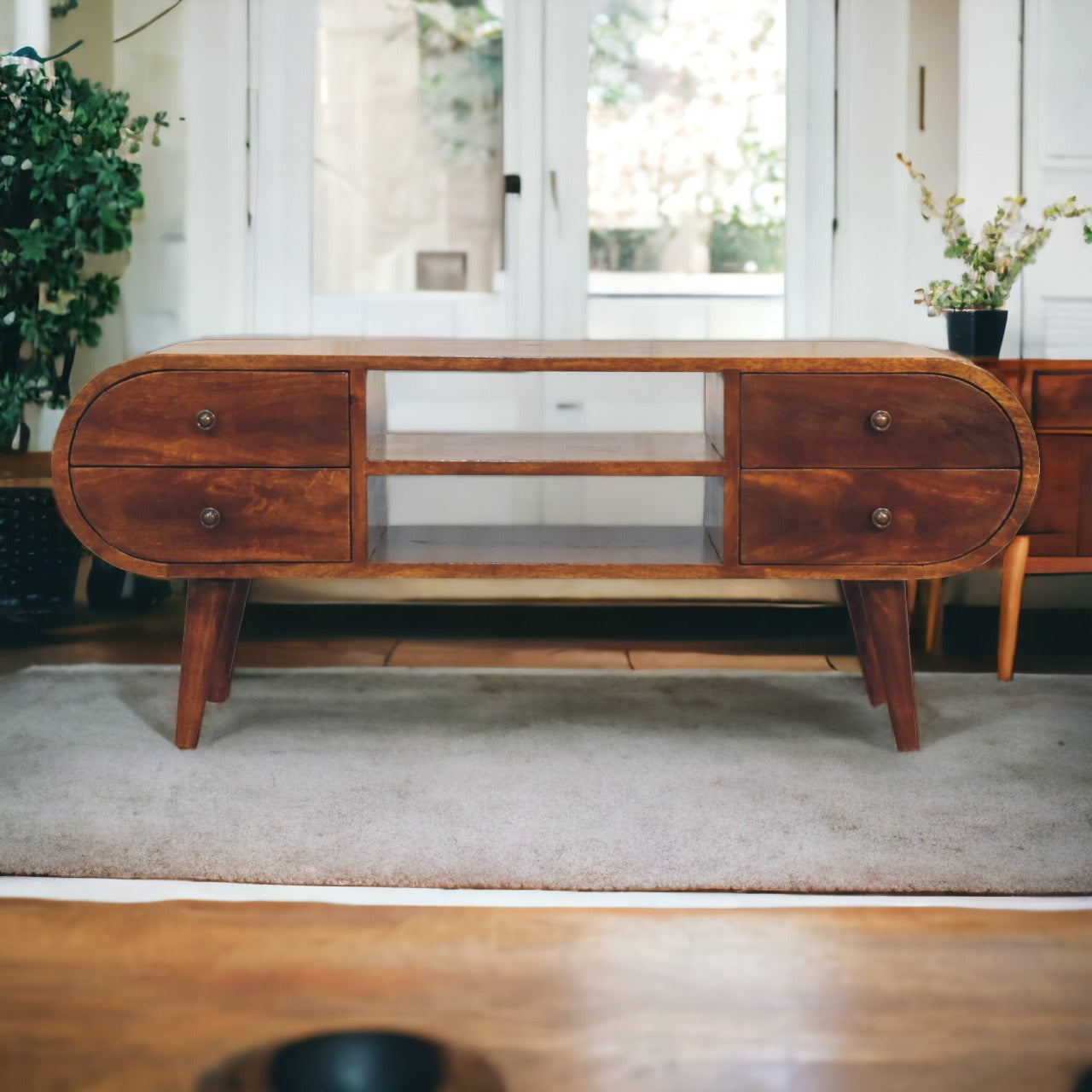 Solid Wood Chestnut Circular Media Unit