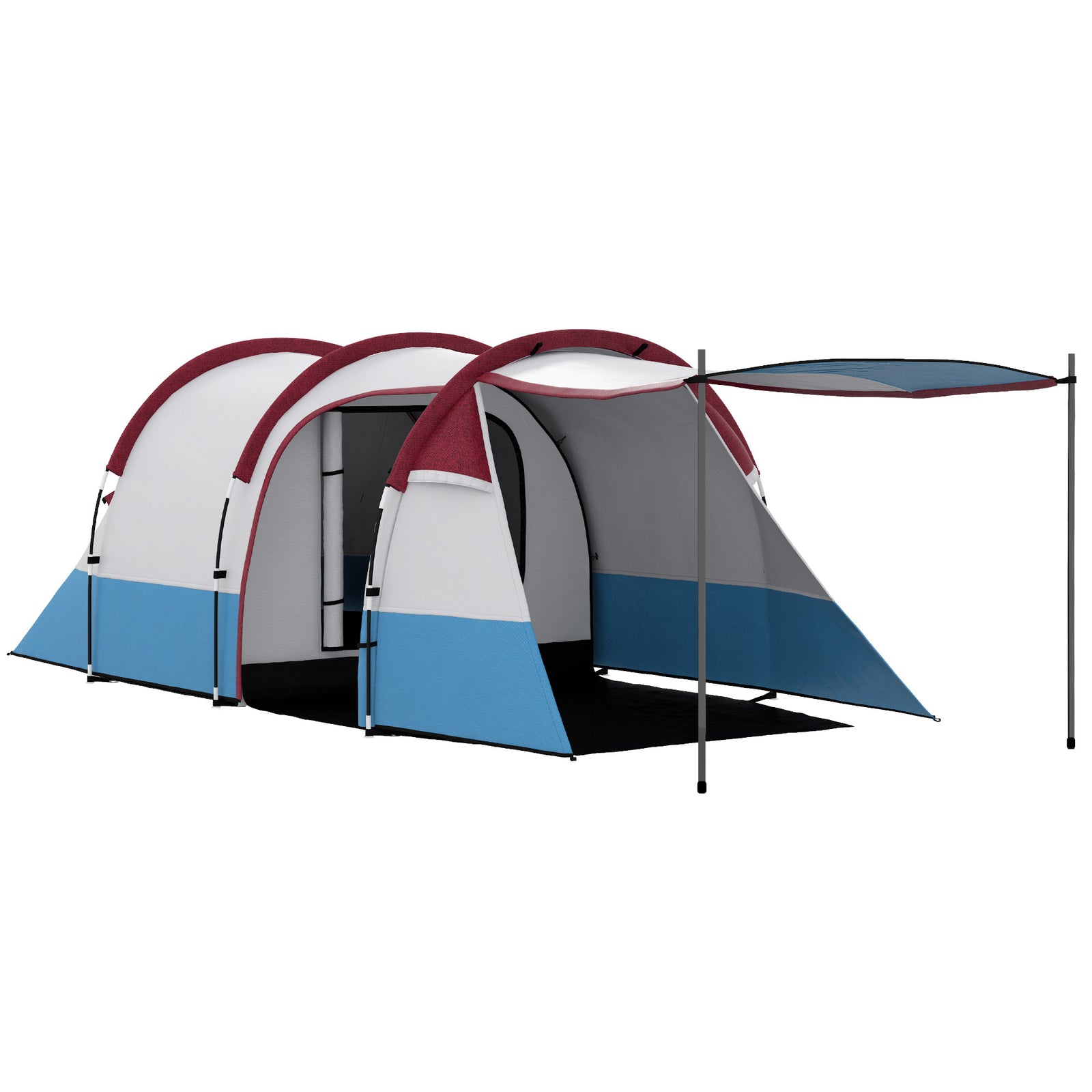 2-3 Man Camping Tunnel Tent W/ Bedroom And Living Room