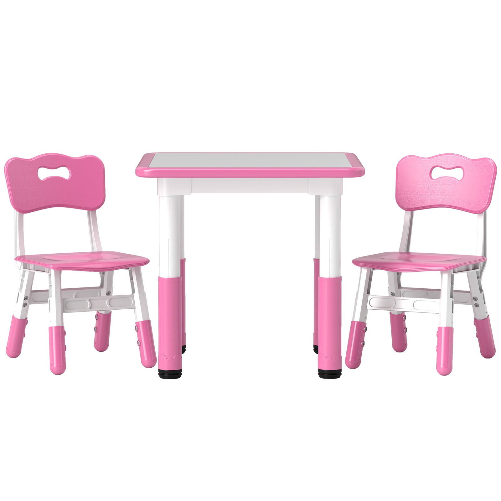 3 Pcs Height Adjustable Kids Table And Chair Set For Playroom | Pink