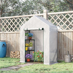 Greenhouse W/ 2 Tier Shelf & Roll-up Door - Clear | 143 x 73 x 195cm | Clear