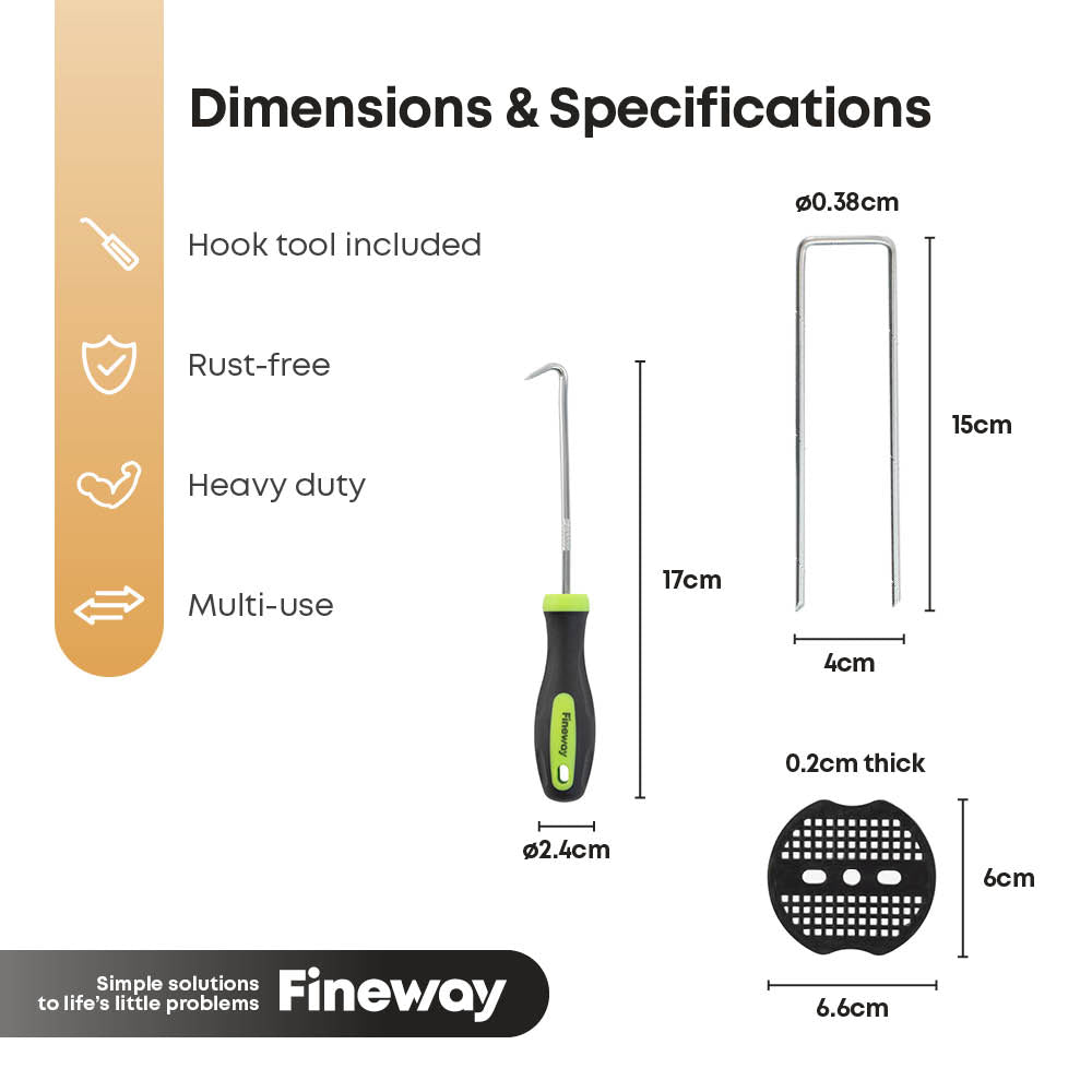 50 Weed Membrane Pegs With Tool