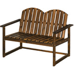 Wooden Bench Patio Loveseat W/ Backrest