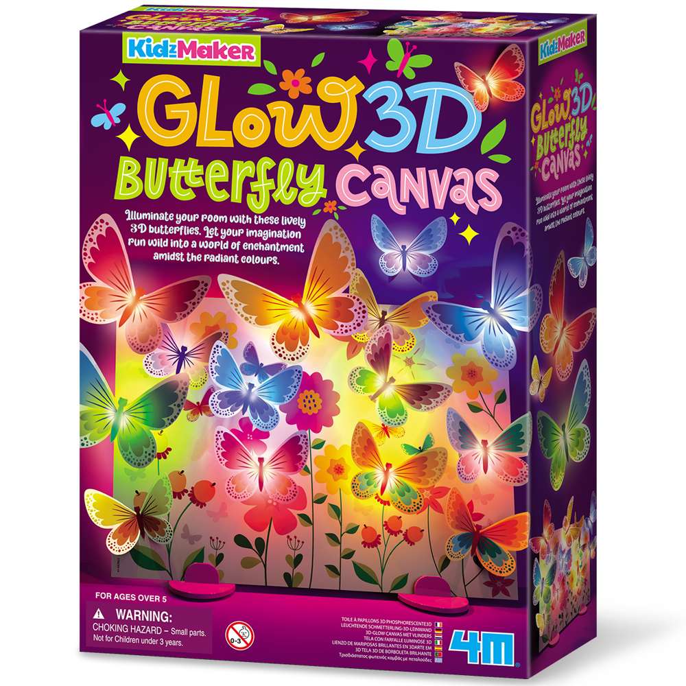 Kidzmaker - Glow 3d Butterfly Canvas