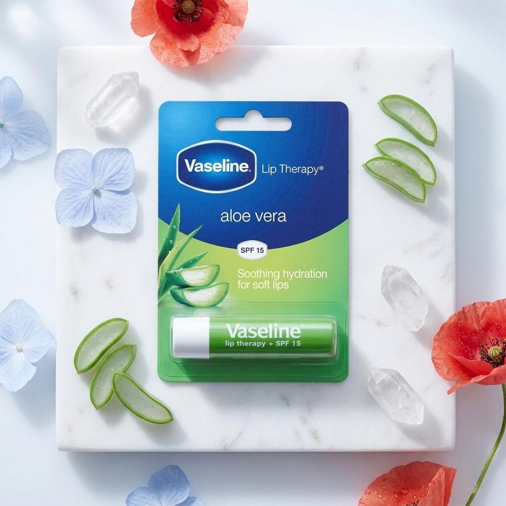 Lip Therapy With Petroleum Jelly Balm Sticks, Aloe Vera 4g | Set of 8