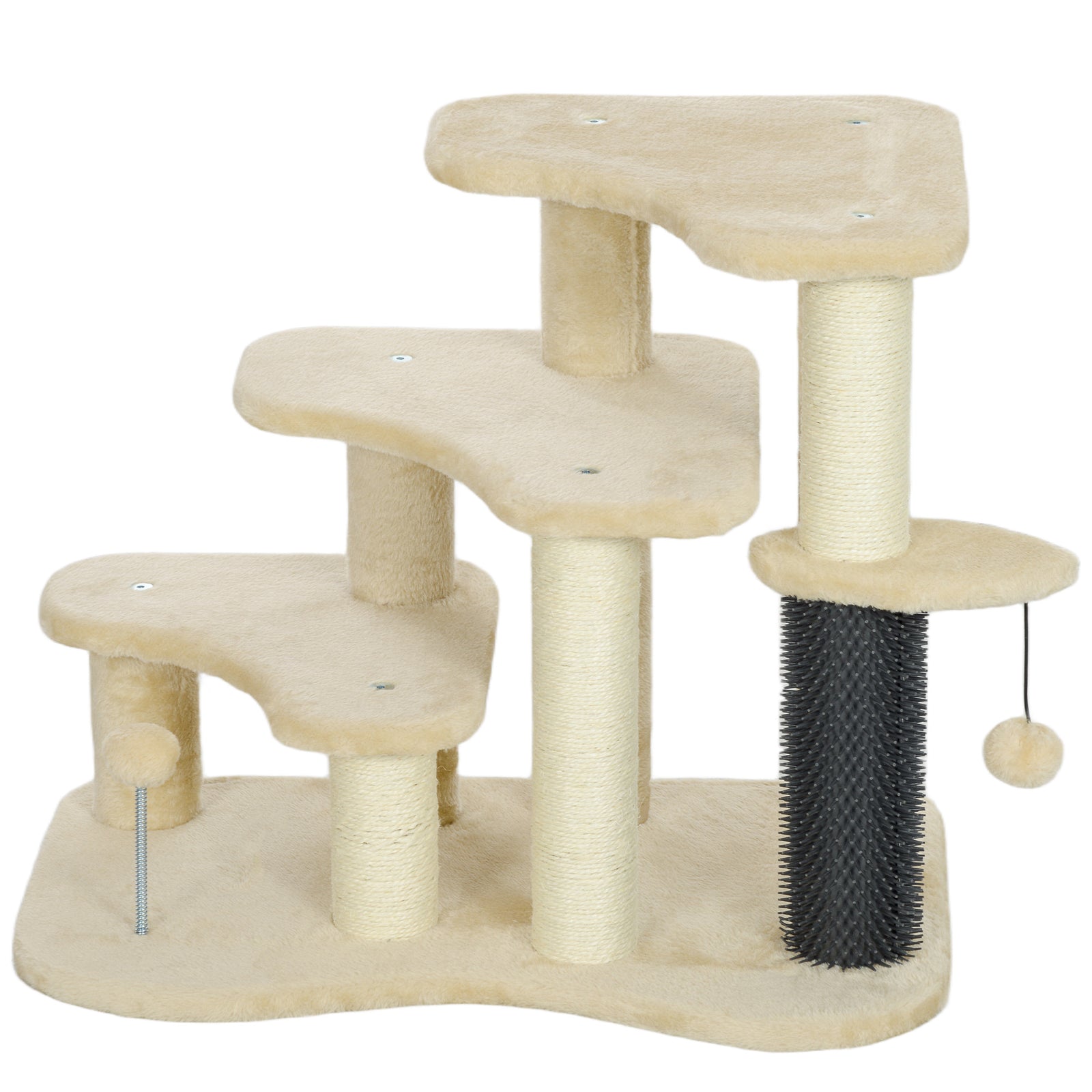 Cat Tree 2 In 1 Pet Stairs W/ Scratching Tickling Post, Beige