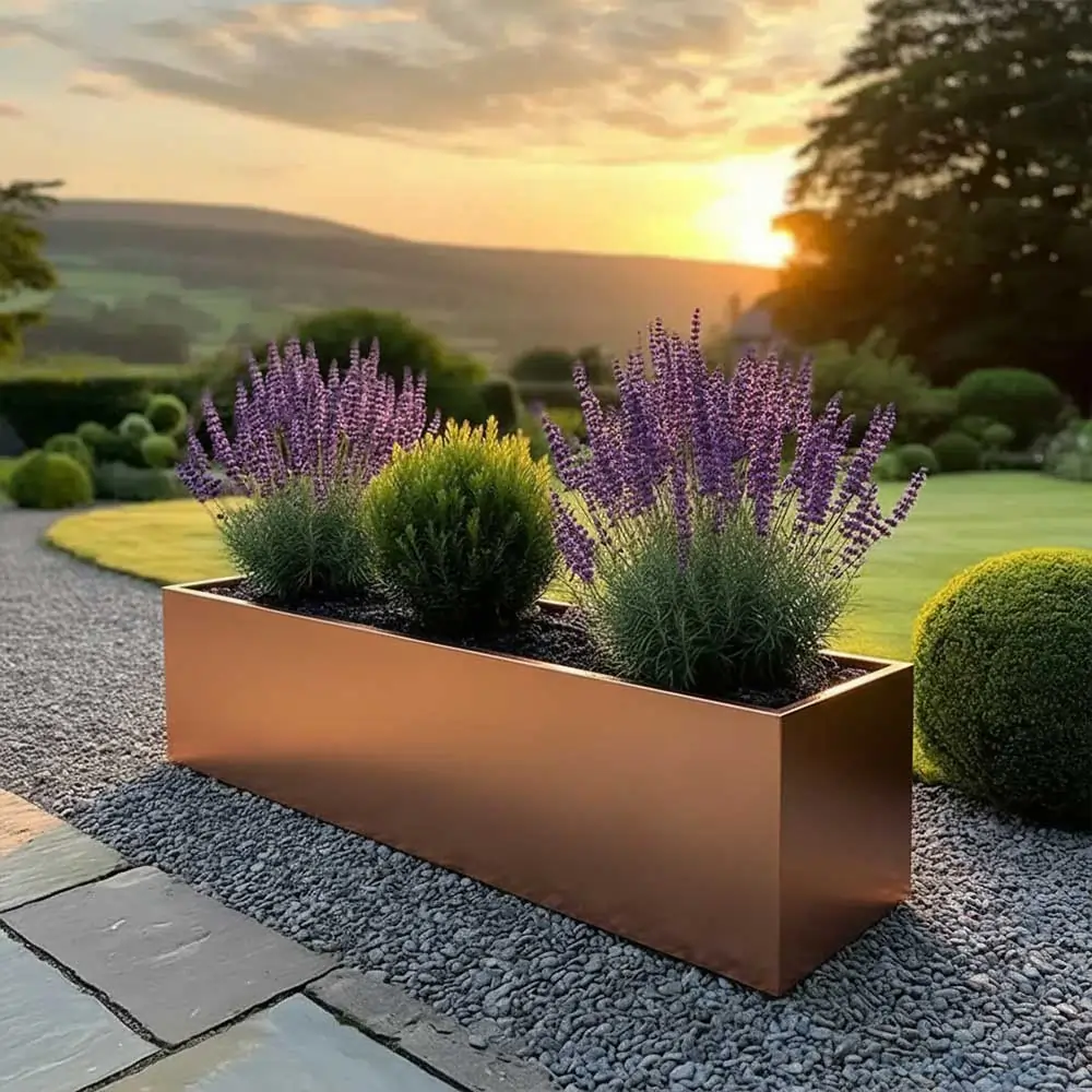 Zinc Galvanised Trough Planter | 100cm x 40cm x 40cm | Copper