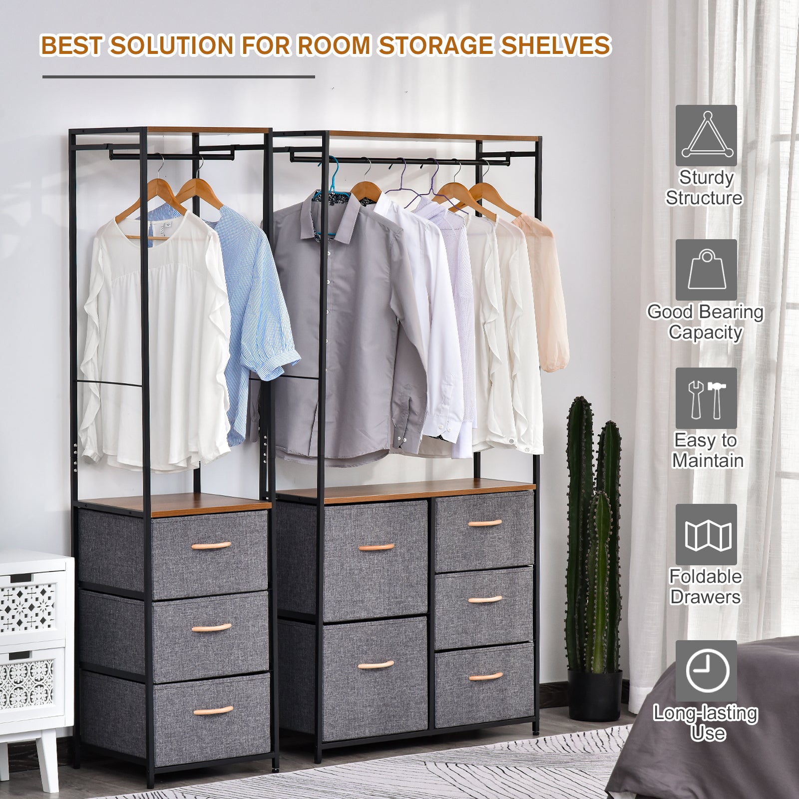Storage Coat Rack Hallway Organiser Shelves Hanger 3 Drawer