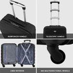 55x40x20cm Lightweight Luggage Hard Shell Cabin Suitcase 60+ Airlines Approved - Carry On Case - 4 Wheels | 55 x 40 x 20cm | Black & Silver
