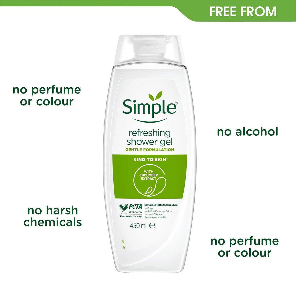 Kind To Skin Refreshing Shower Gel With Gentle Formulation 450ml, 3 Pack | Set of 3