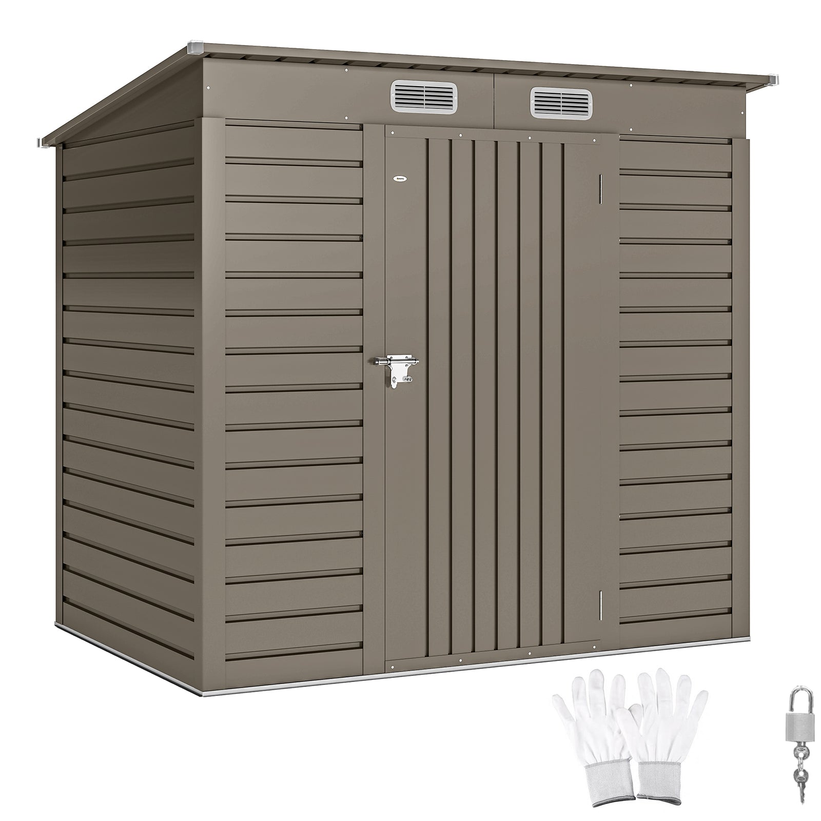 6 X 4ft Galvanised  Metal Garden Shed With Lockable Door