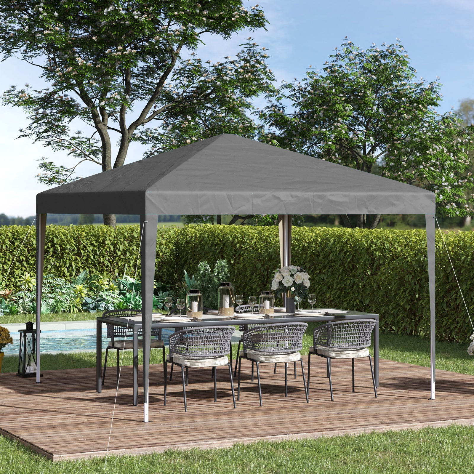 3 X 3m Garden Pop Up Gazebo Height Adjustable Marquee | Gray