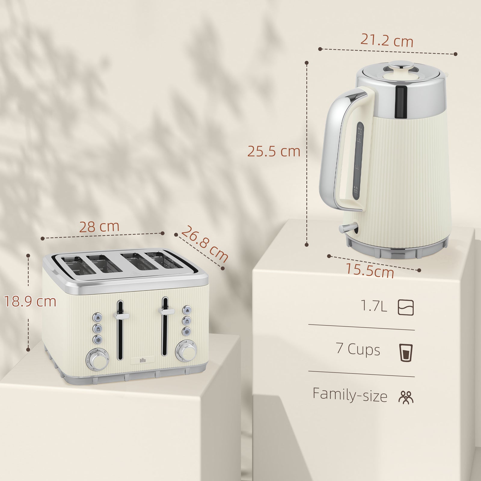 Rapid Boil Kettle & Toaster Set | Cream