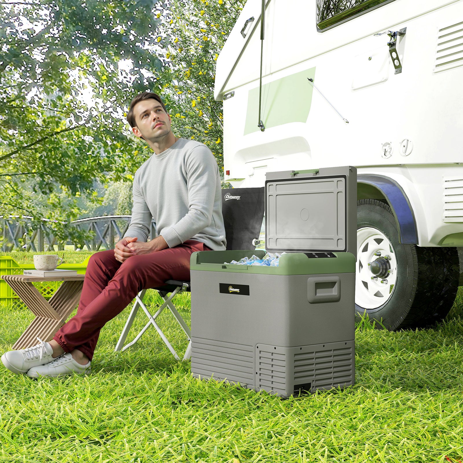 Car Refrigerator, Portable Compressor Car Fridge Freezer | Large | Light Green