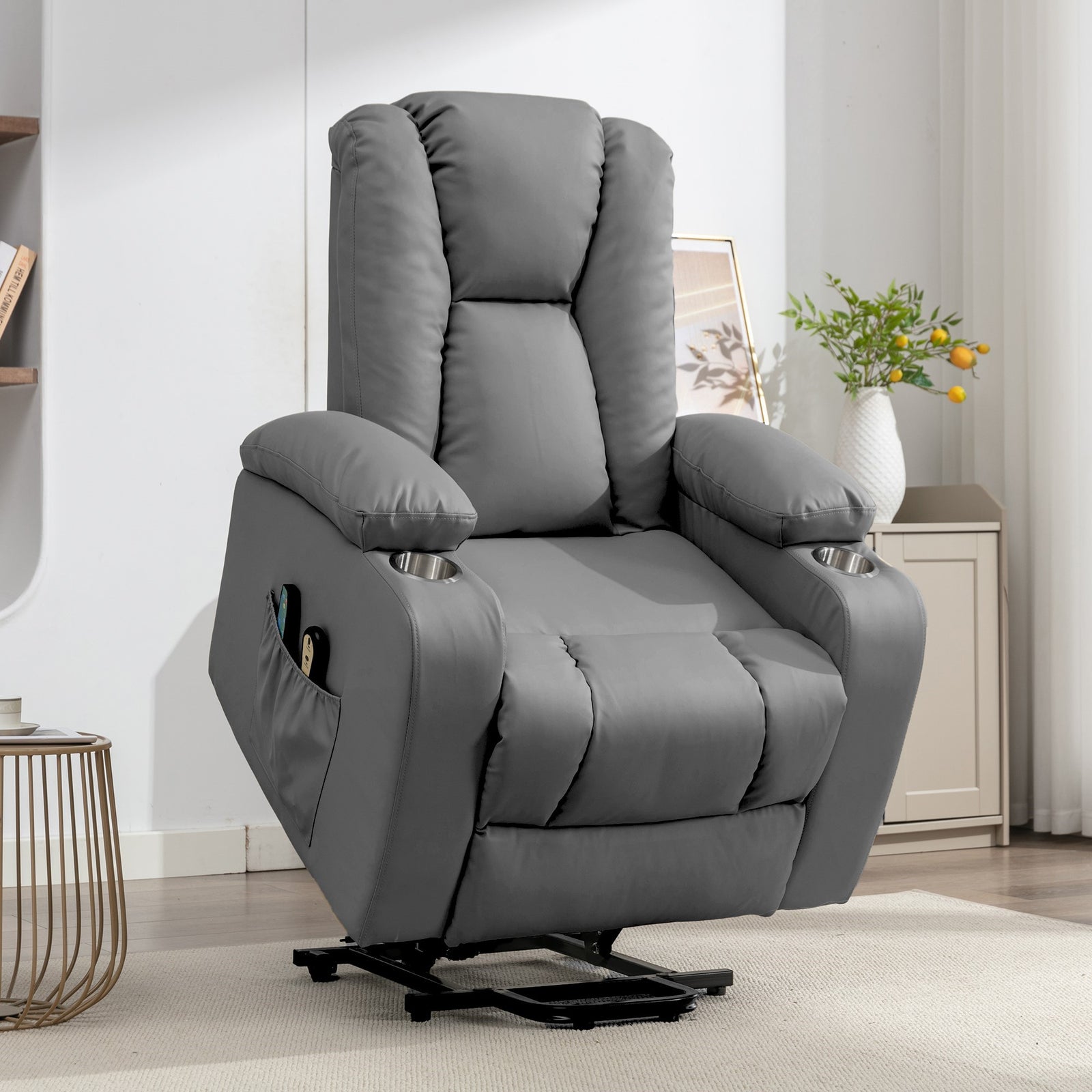Hartville Electric Lift Assist Riser Recliner With Massage And Heat | Grey