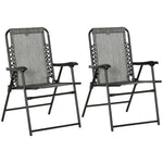 2 Pcs Patio Folding Chair Set, With Armrest, Breathable Mesh | Gray