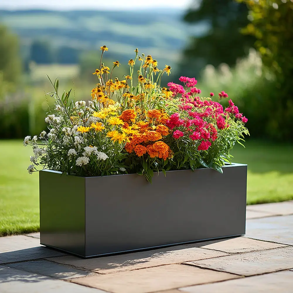 Zinc Galvanised Trough Planter | 120cm x 40cm x 40cm | Grey