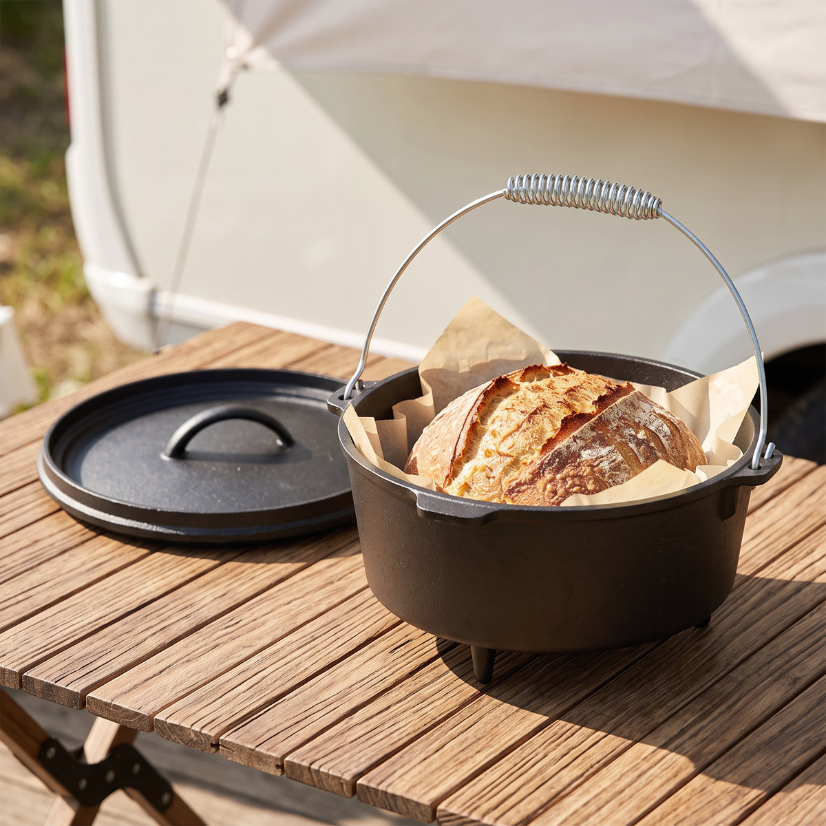 Breeins 3-legged Cast Iron Dutch Oven With Spring Handle