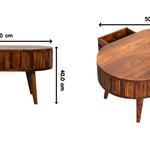 Solid Wood Stripe Chestnut Coffee Table, 2 Drawers, Dark Brown
