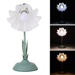 Floral-Inspired LED Table Lamp – Green Iron Stem with Acrylic Petal Shade for Soft and Elegant Ambient Lighting