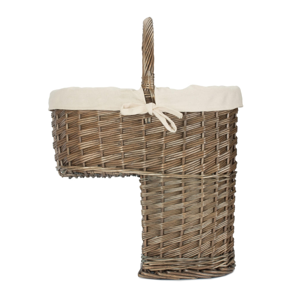 Wicker Antique Wash Finished Stair Basket | White
