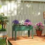 Raised Planter, Metal Raised Garden Bed On Legs With Drainage Hole | Green
