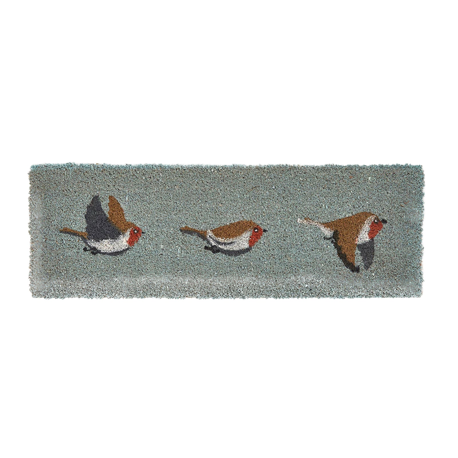 HOMESCAPES Grey Robin Non-slip Coir Doormat, 25 X 75 Cm
