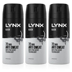 Black 72 Hrs Anti Sweat Anti-perspirant Body Spray For Men, 3x 150ml