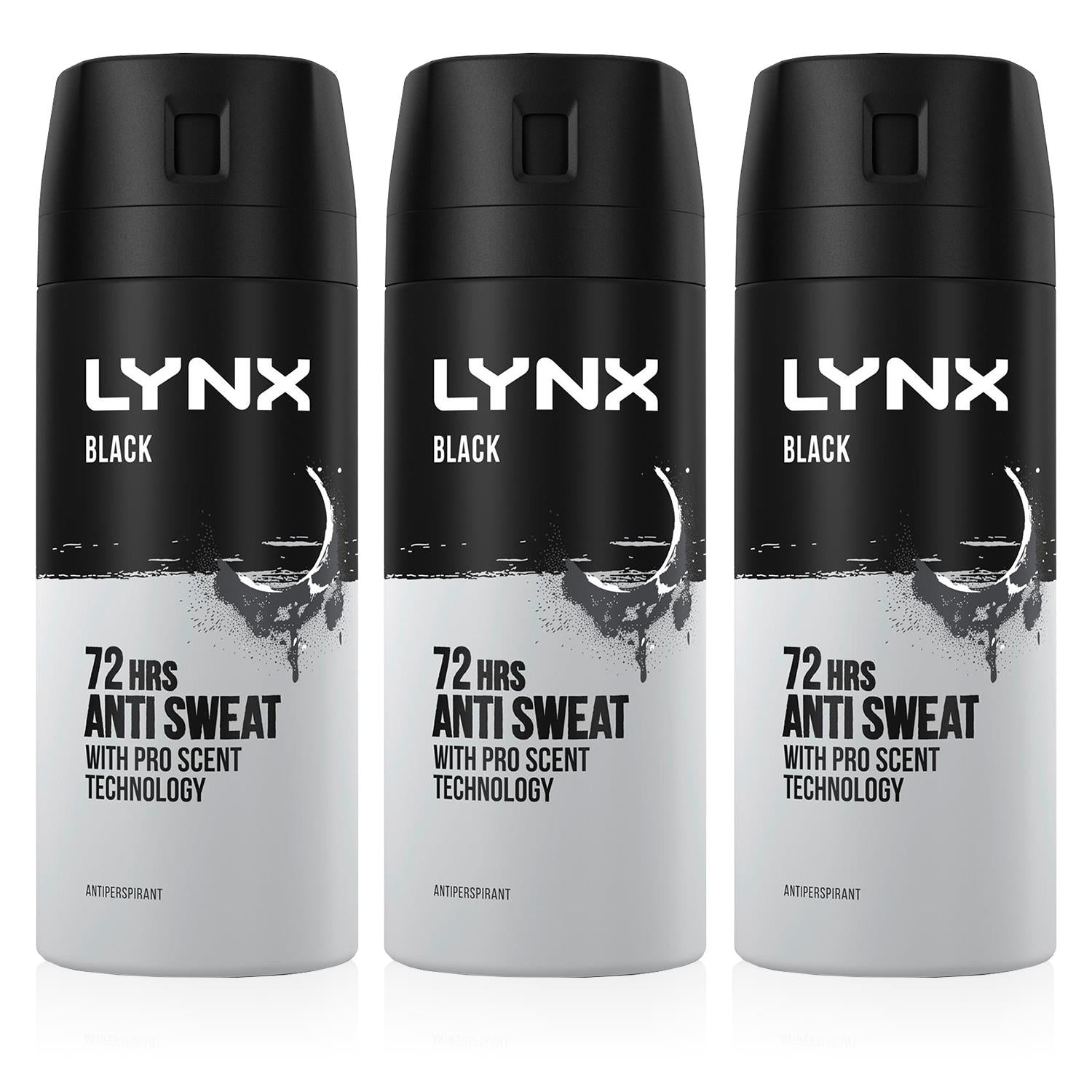 Black 72 Hrs Anti Sweat Anti-perspirant Body Spray For Men, 3x 150ml