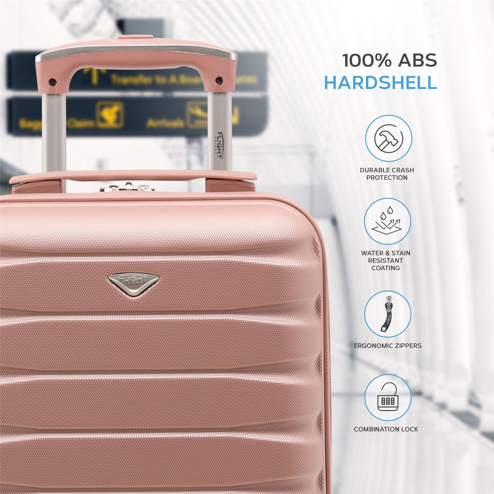 40x30x20cm Cabin Carry-on Suitcase - Lightweight, Durable, 4-wheel Luggage - 100+ Airlines Approved | Cabin | Rose
